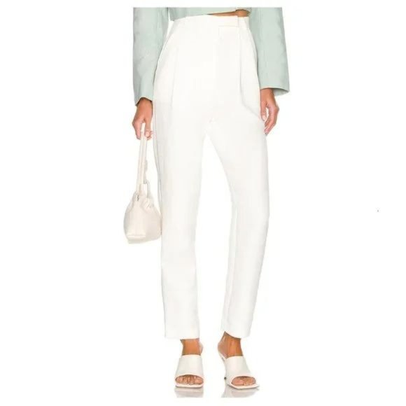NWT Atoir En Route Linen Pants High Waisted Straight Leg Trousers White Large